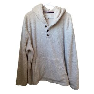 SUN + STONE Unisex Cream Fuzzy Hoodie XL